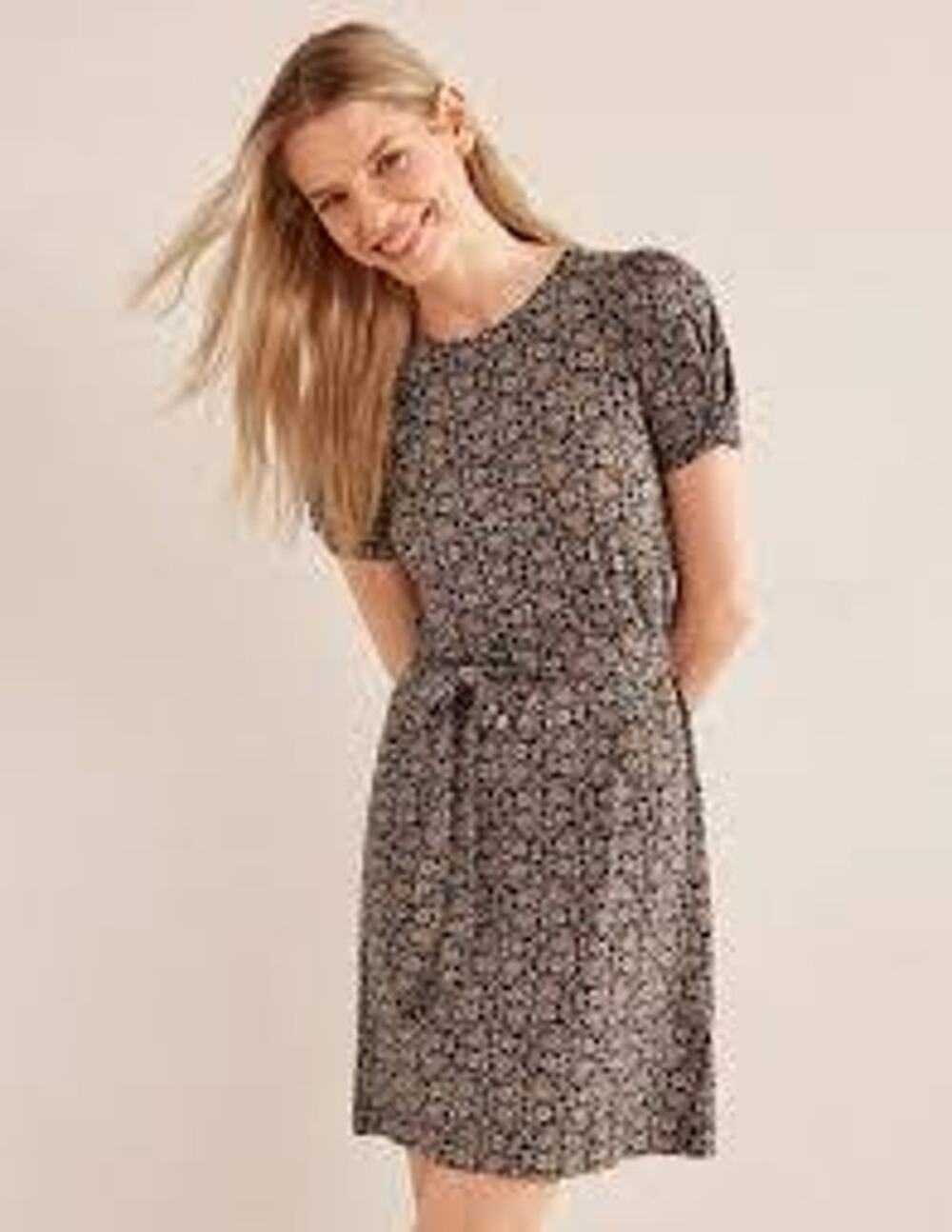 Boden Dress Knot Detail Jersey Dress, Mini, Tie Waist, 95% Viscose, Sz 8
